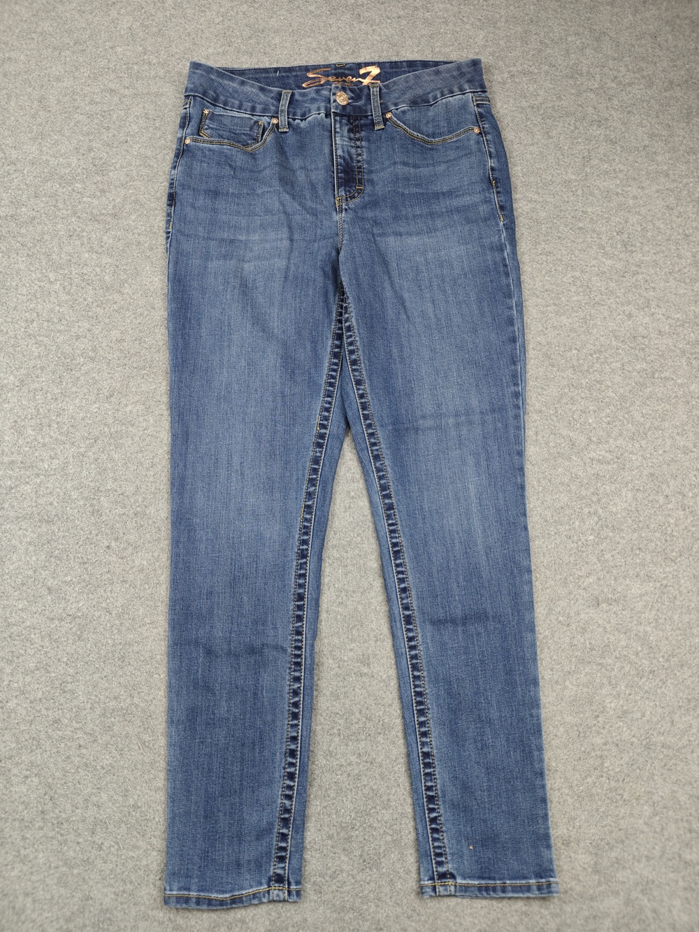 Seven7 Jeans Womens 12 Blue Medium Wash High Rise Skinny Tummyless Stretch